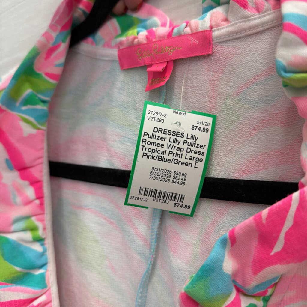 Lilly Pulitzer Romee Wrap Dress Tropical Print Large