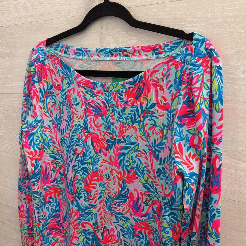 Lilly Pulitzer Aleah Top Pink/Blue Long Sleeve Extra Large
