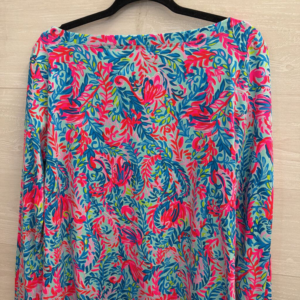 Lilly Pulitzer Aleah Top Pink/Blue Long Sleeve Extra Large