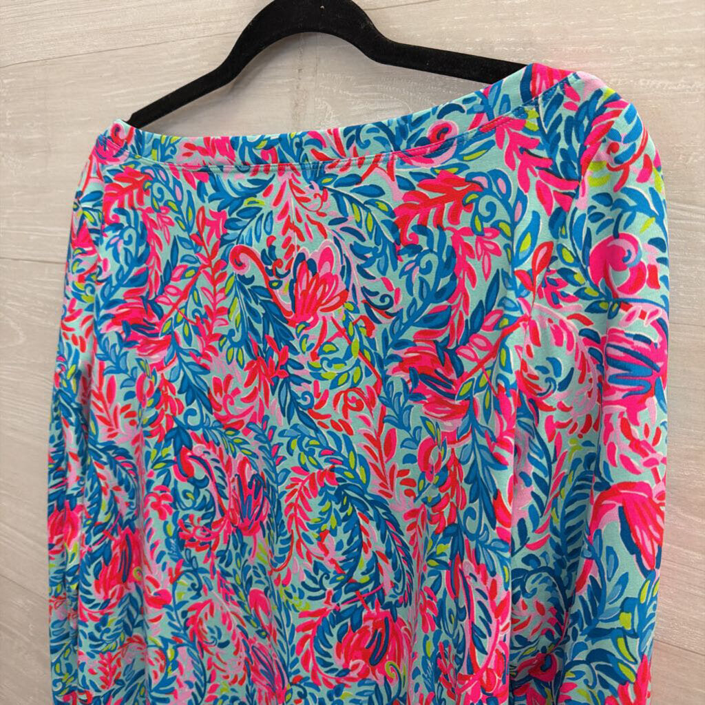 Lilly Pulitzer Aleah Top Pink/Blue Long Sleeve Extra Large