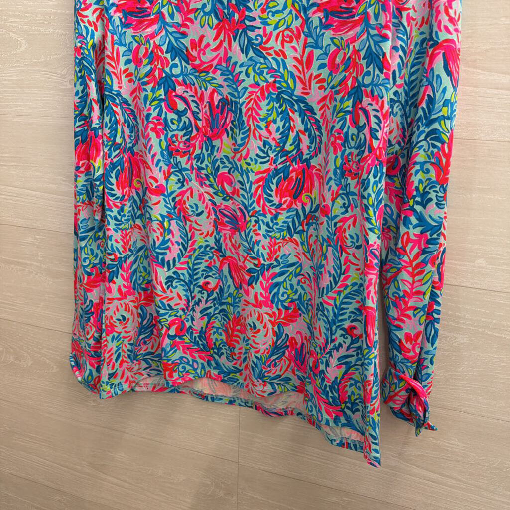 Lilly Pulitzer Aleah Top Pink/Blue Long Sleeve Extra Large