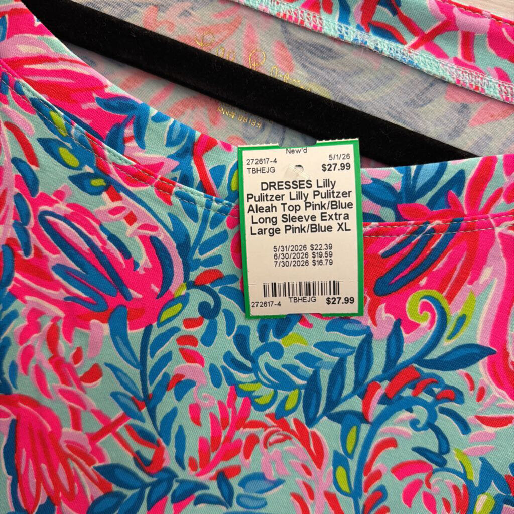 Lilly Pulitzer Aleah Top Pink/Blue Long Sleeve Extra Large