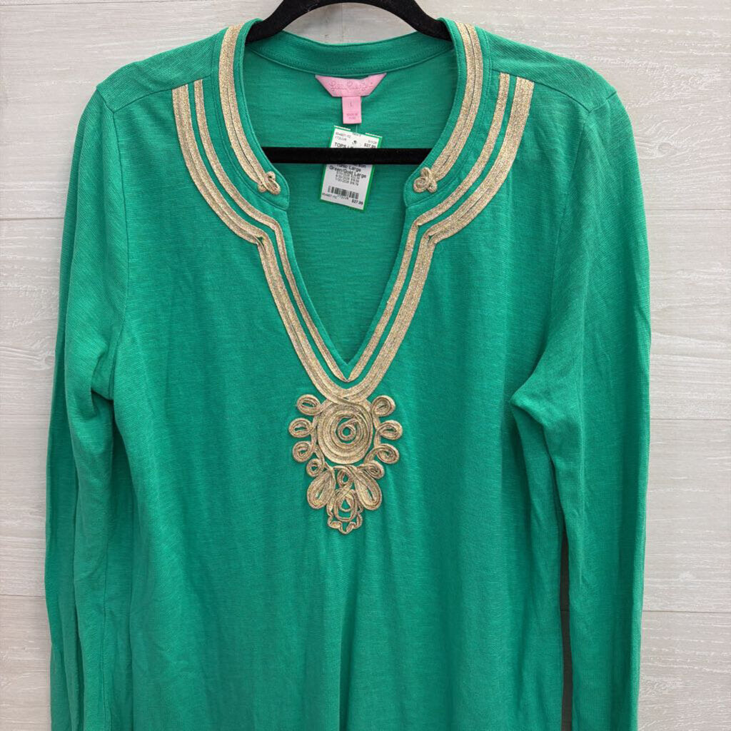 Lilly Pulitzer Green/Gold Long SleeveEmerson Tunic Large