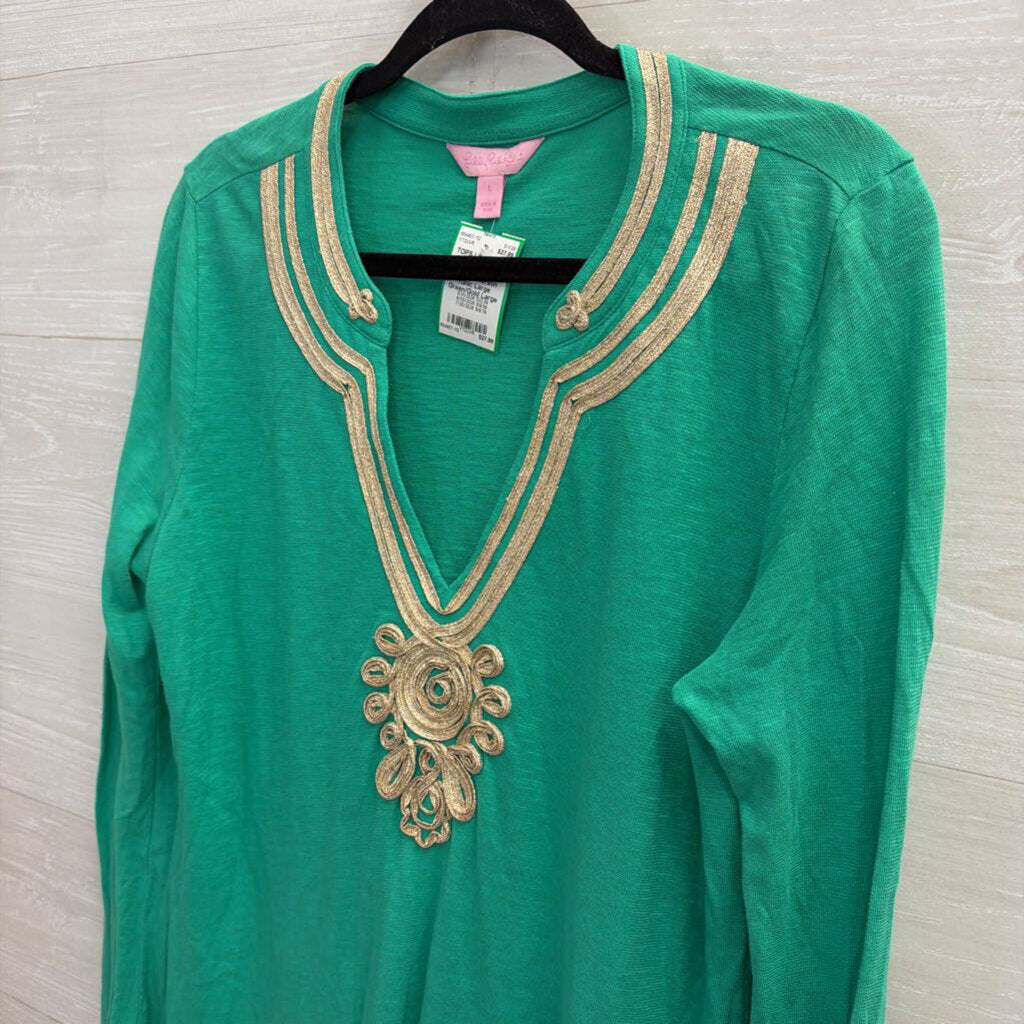Lilly Pulitzer Green/Gold Long SleeveEmerson Tunic Large