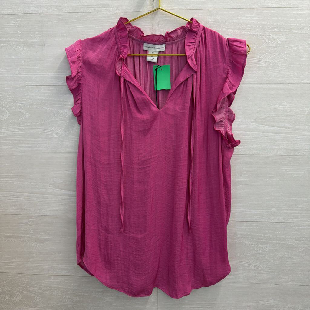 Cupcakes and Cashmere Pink Ruffle Short Sleeve Large