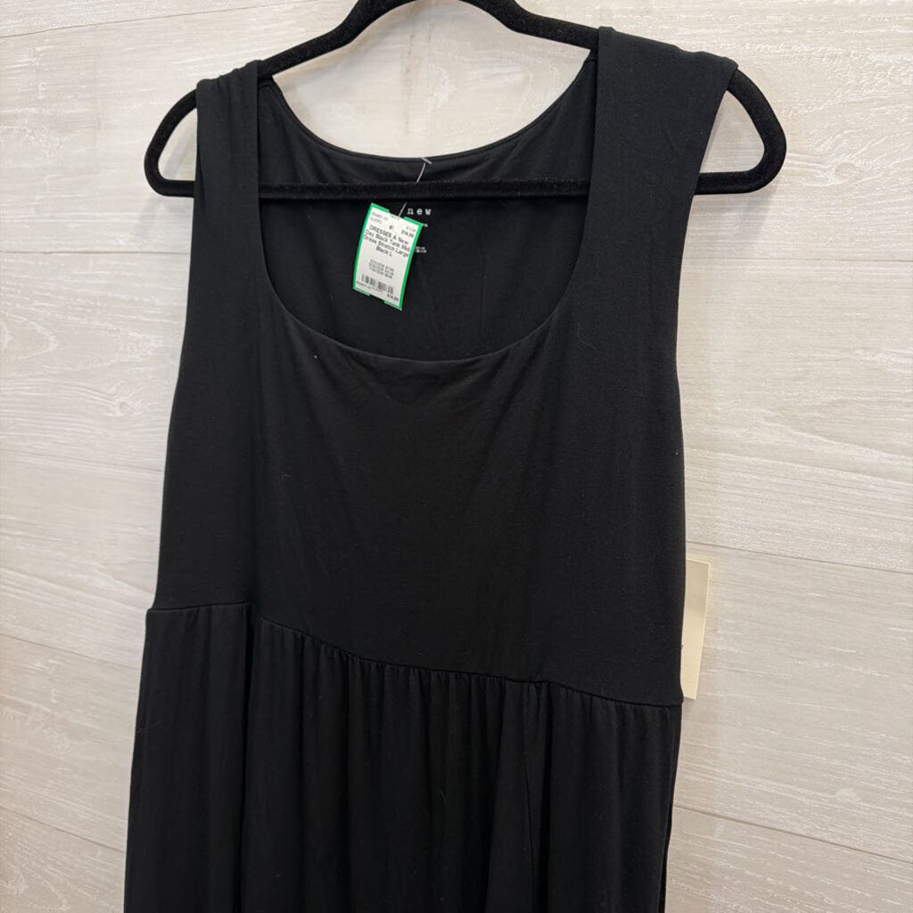 Black Tank Midi Dress Stretch Large