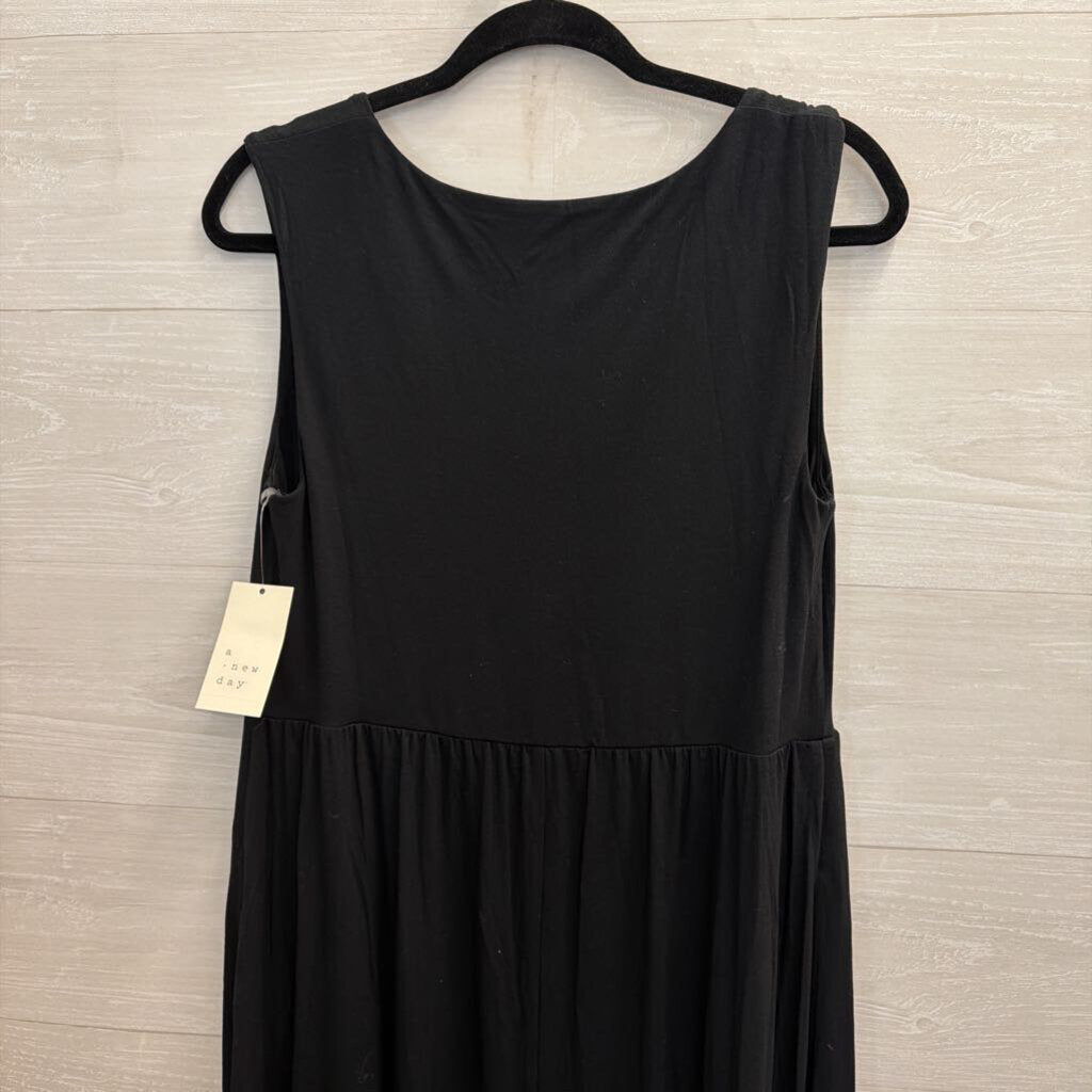 Black Tank Midi Dress Stretch Large