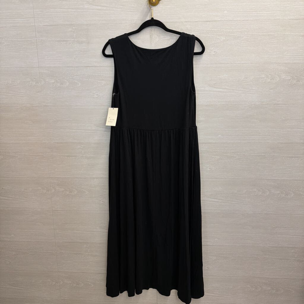 Black Tank Midi Dress Stretch Large