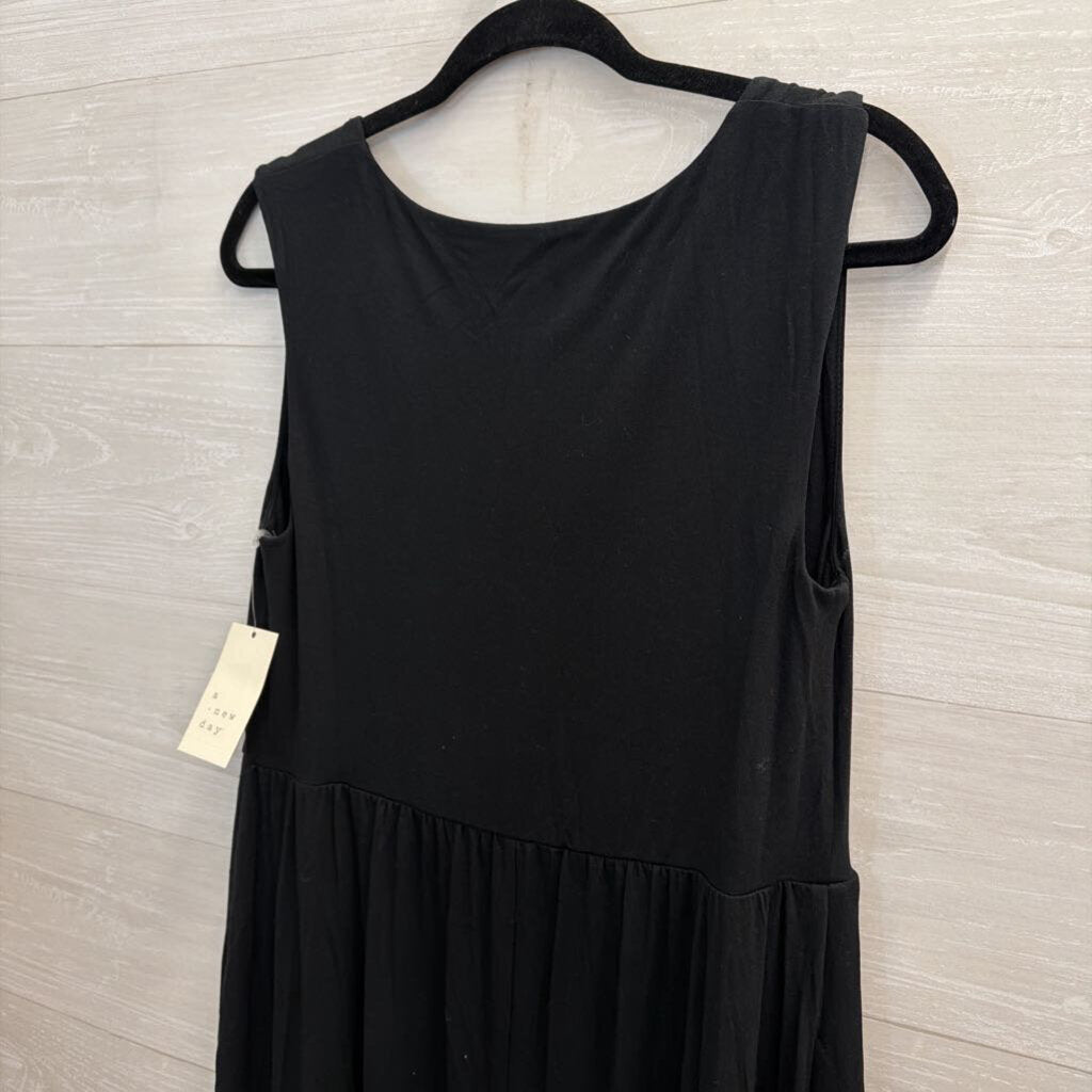 Black Tank Midi Dress Stretch Large