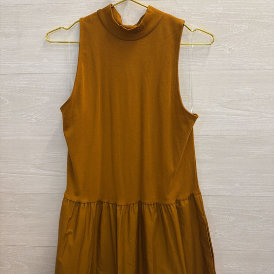 Brown Mock Neck Sleeveless Maxi Dress Large