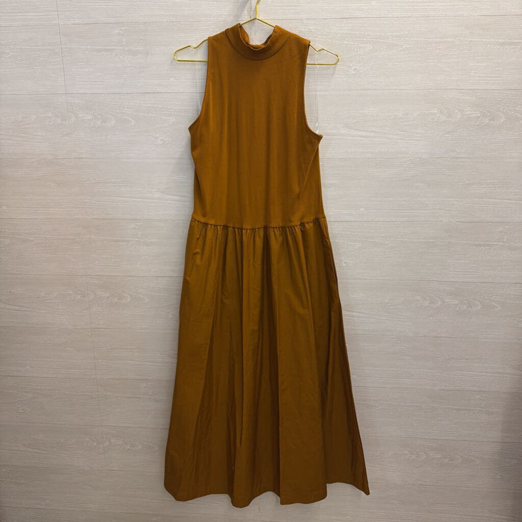 Brown Mock Neck Sleeveless Maxi Dress Large