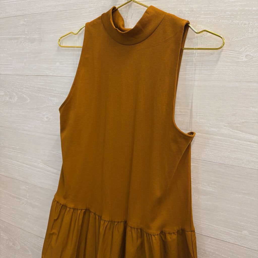 Brown Mock Neck Sleeveless Maxi Dress Large
