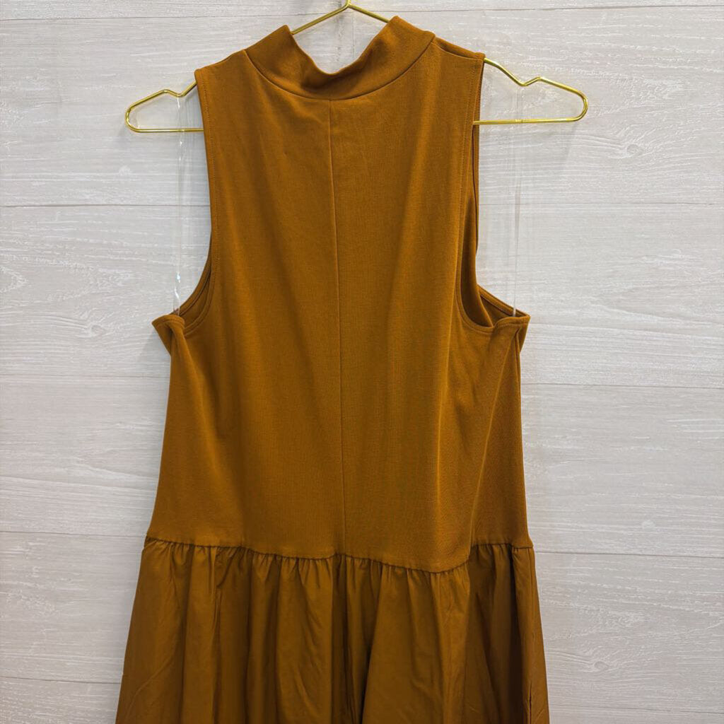Brown Mock Neck Sleeveless Maxi Dress Large