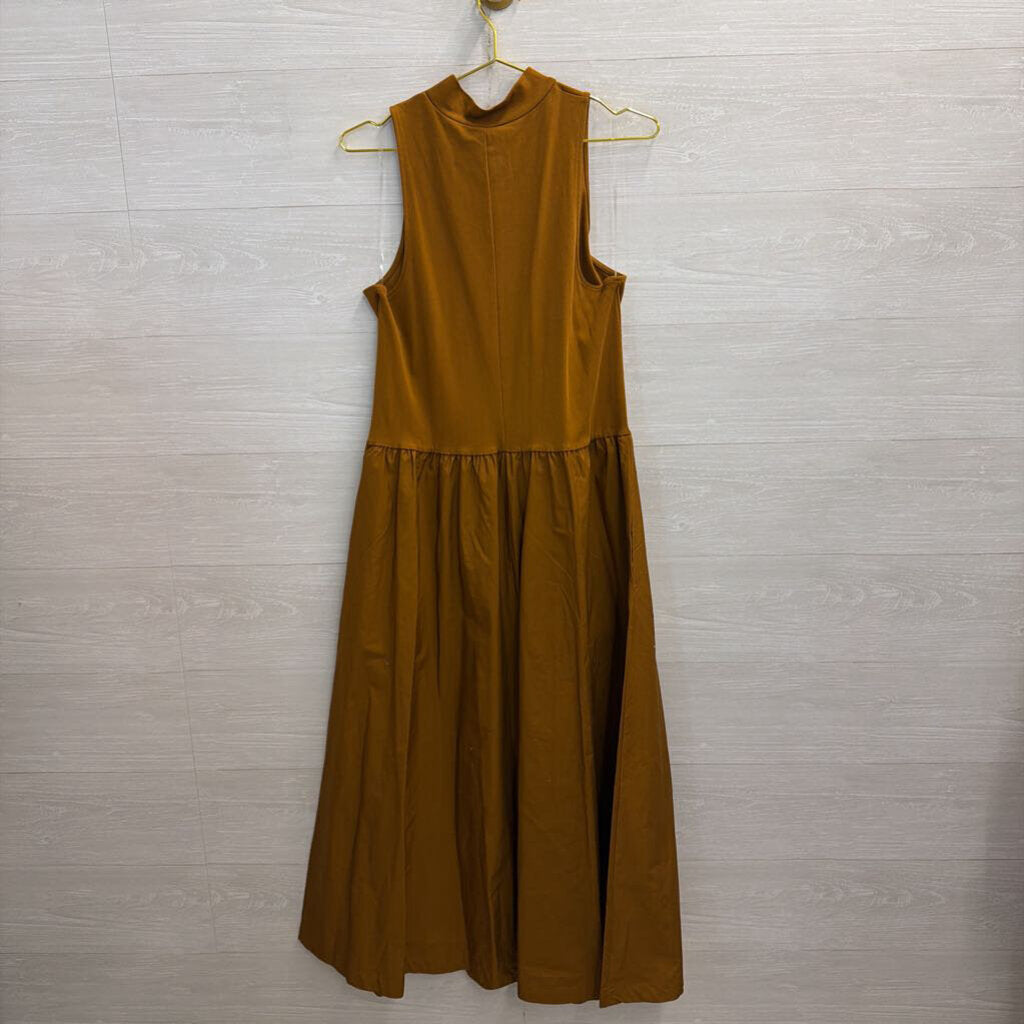 Brown Mock Neck Sleeveless Maxi Dress Large