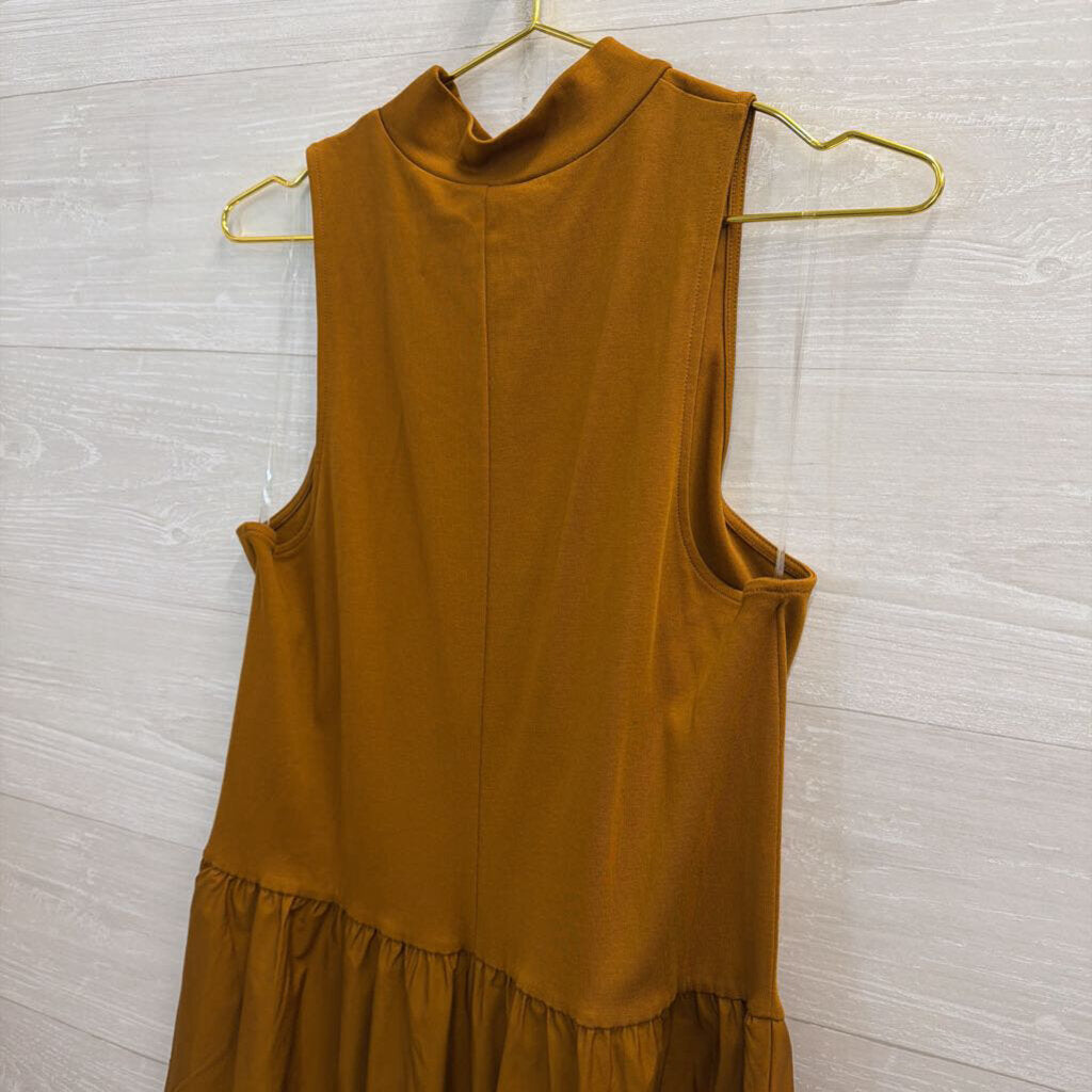 Brown Mock Neck Sleeveless Maxi Dress Large
