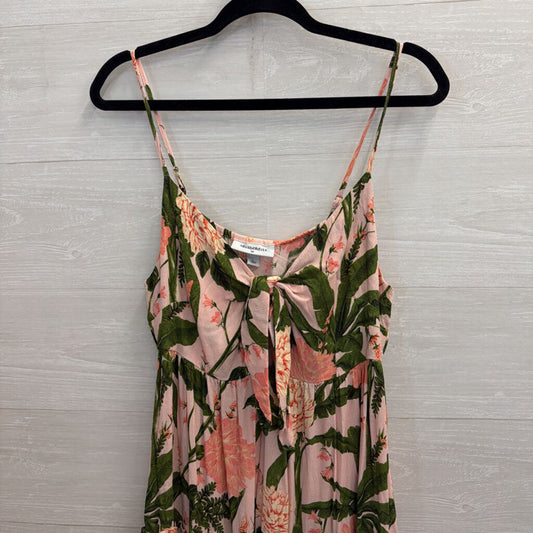 Aguabendita Pink/Green Maxi Tie Dress Large