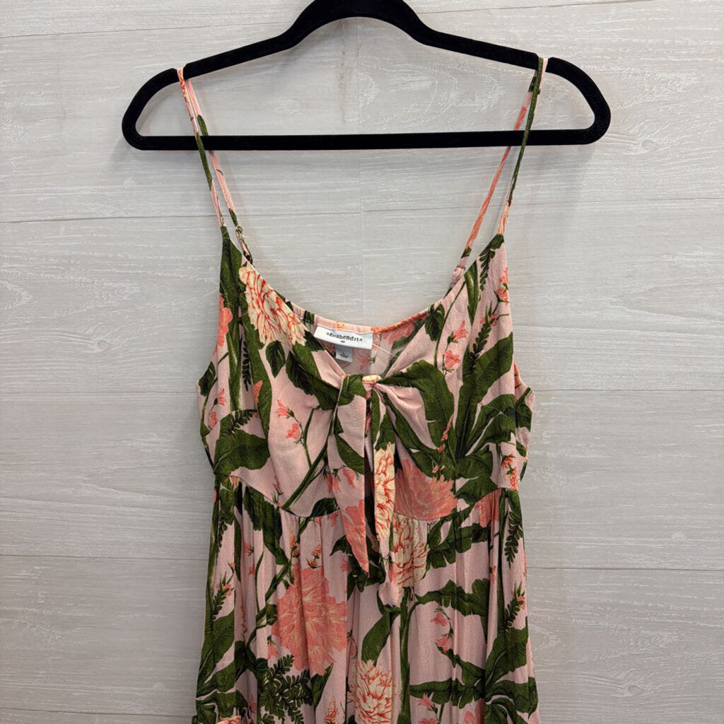Aguabendita Pink/Green Maxi Tie Dress Large