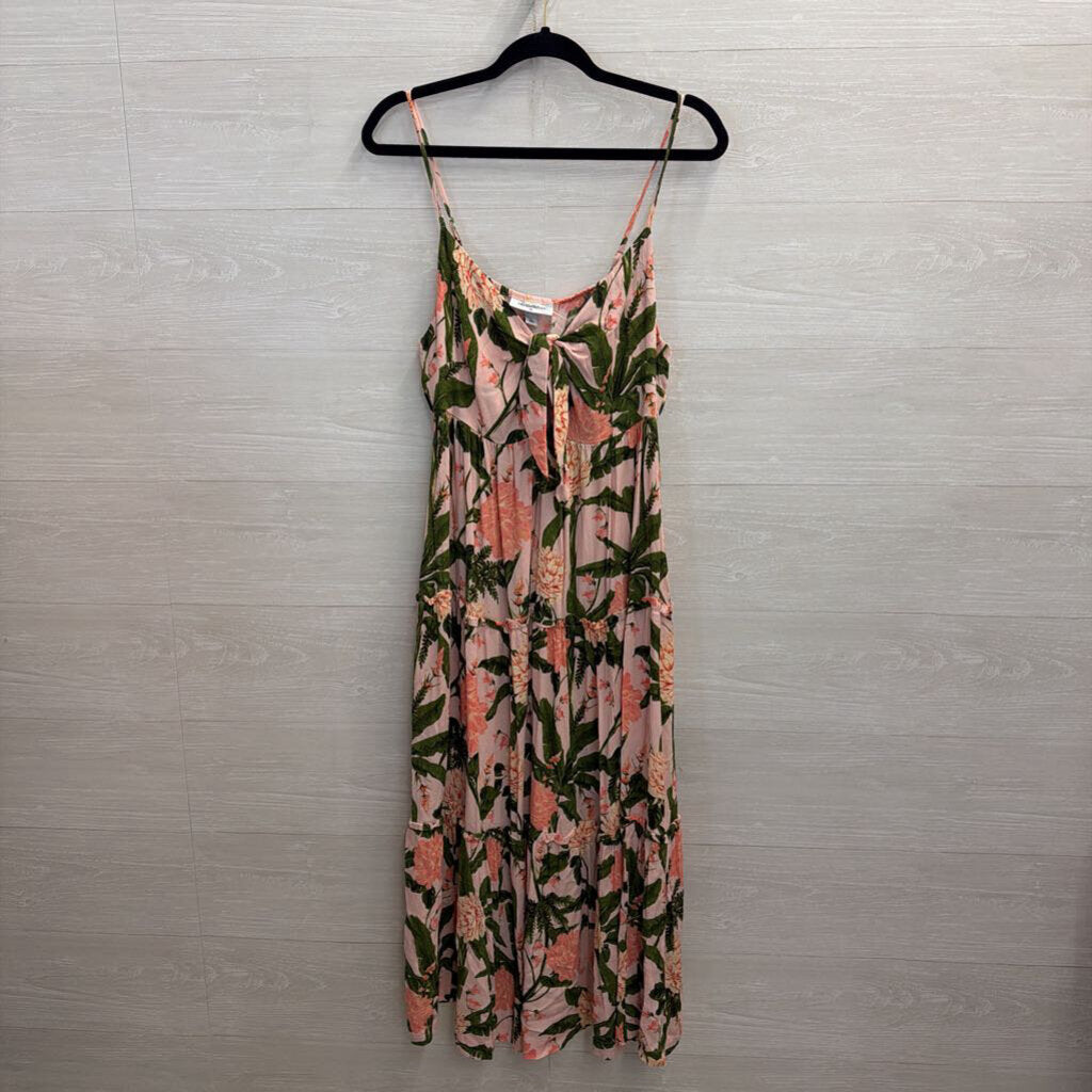 Aguabendita Pink/Green Maxi Tie Dress Large