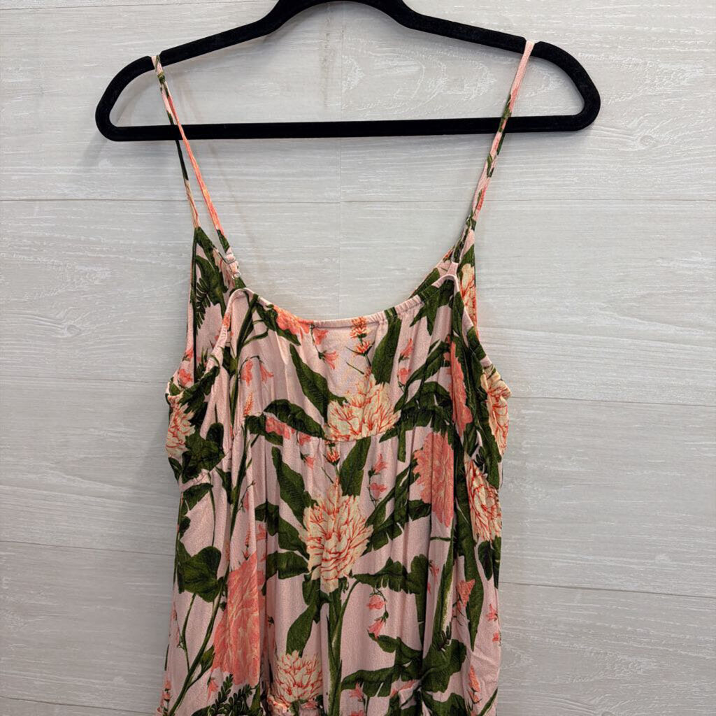 Aguabendita Pink/Green Maxi Tie Dress Large