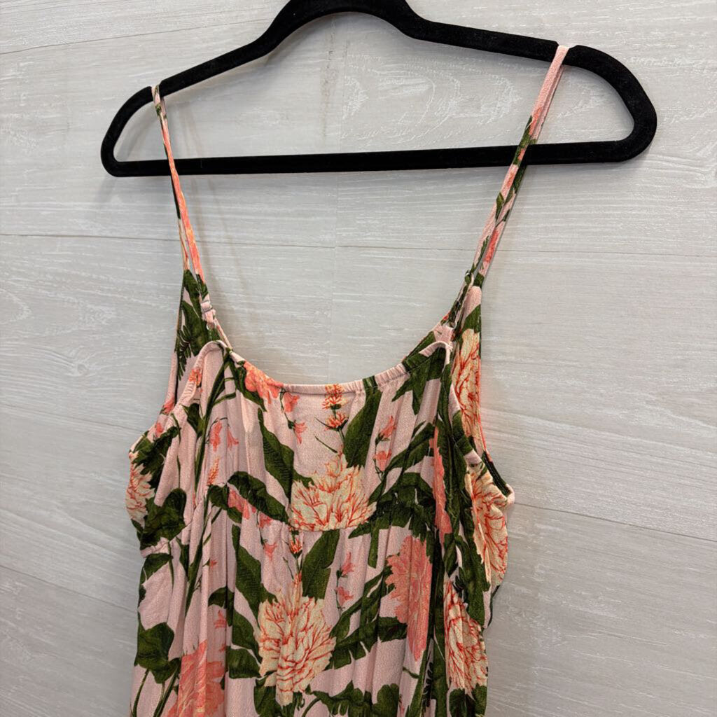 Aguabendita Pink/Green Maxi Tie Dress Large