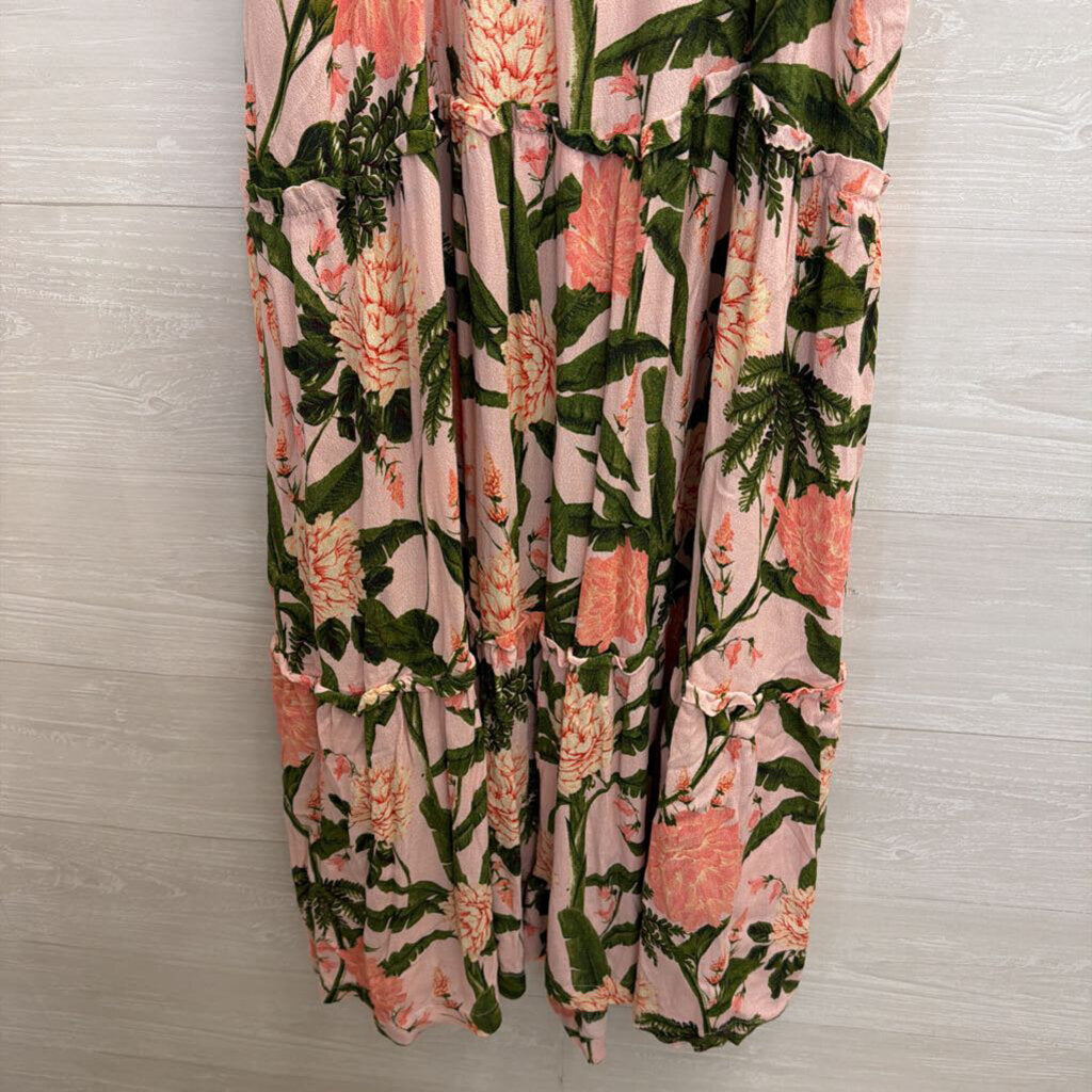 Aguabendita Pink/Green Maxi Tie Dress Large