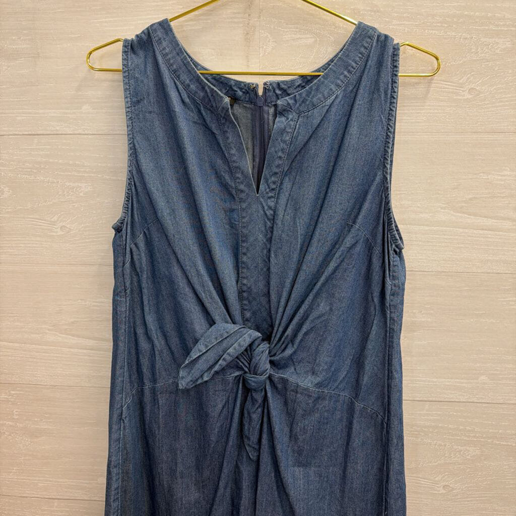 Talbots Dark Chambray Sleeveless Tie Dress 12