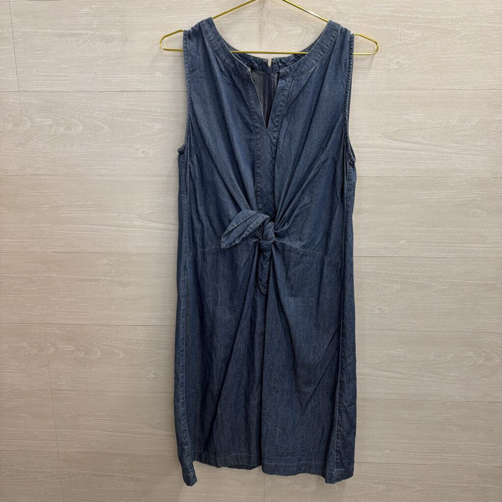 Talbots Dark Chambray Sleeveless Tie Dress 12