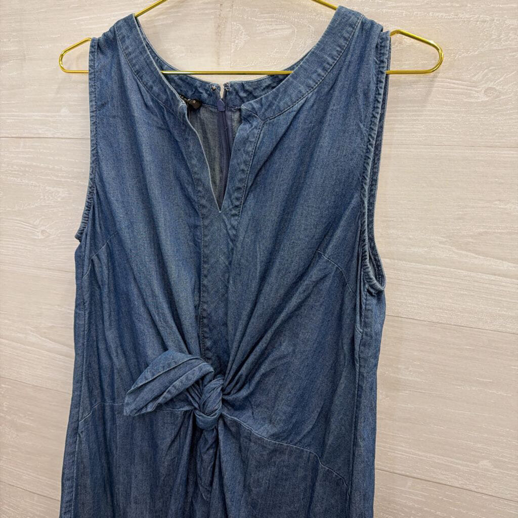 Talbots Dark Chambray Sleeveless Tie Dress 12