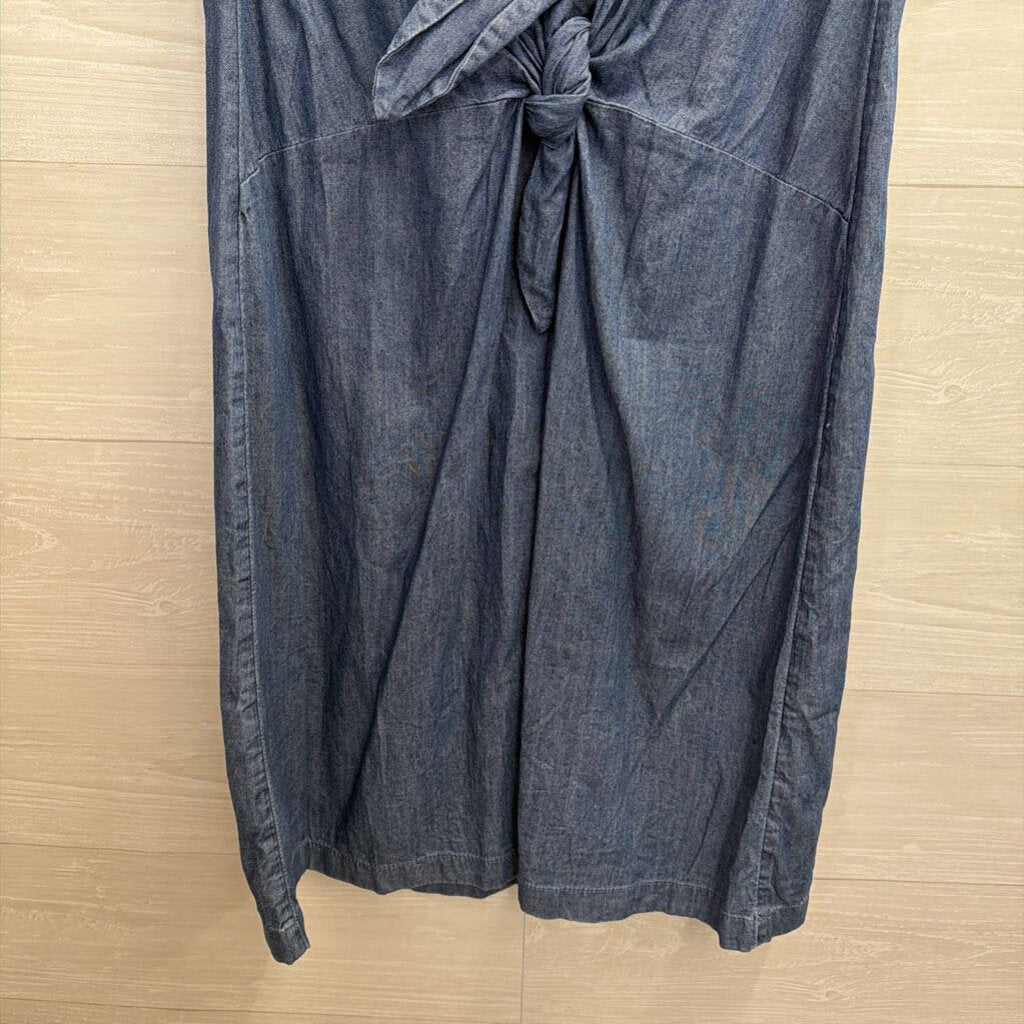 Talbots Dark Chambray Sleeveless Tie Dress 12