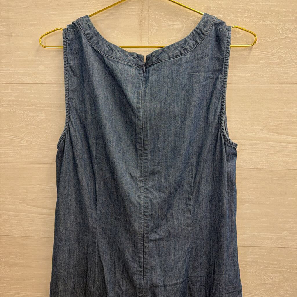 Talbots Dark Chambray Sleeveless Tie Dress 12