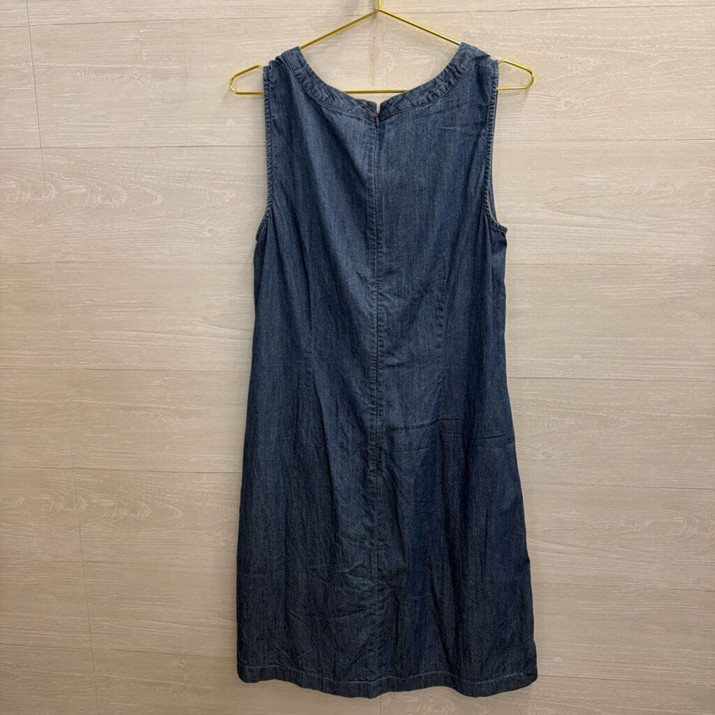Talbots Dark Chambray Sleeveless Tie Dress 12
