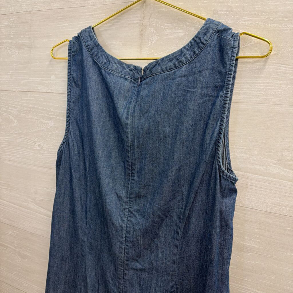 Talbots Dark Chambray Sleeveless Tie Dress 12