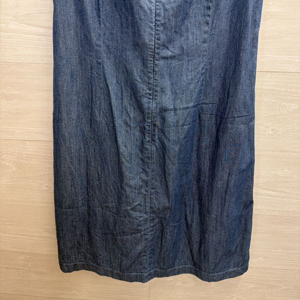 Talbots Dark Chambray Sleeveless Tie Dress 12