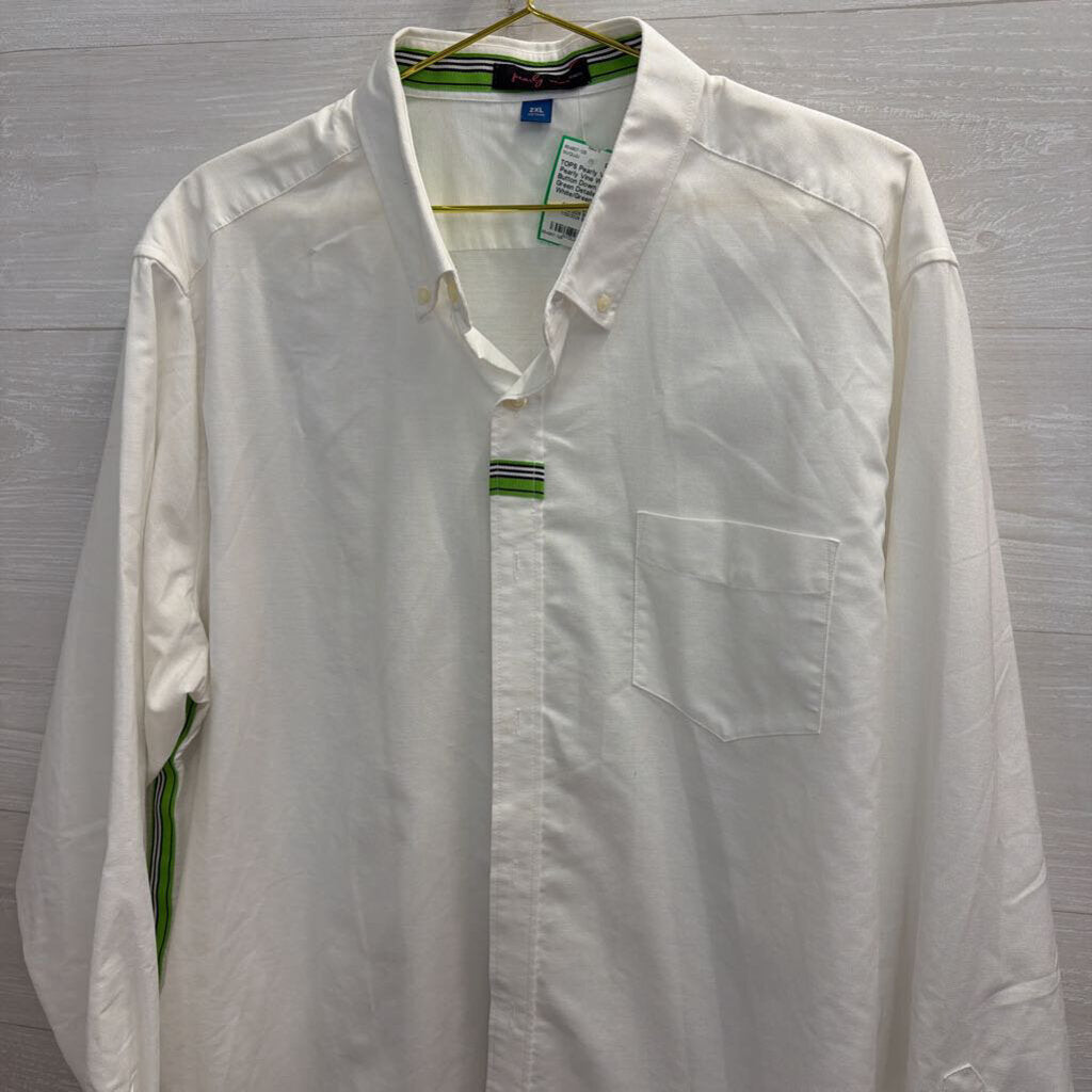 Pearly Vine White Button Down with Green Details 2XL