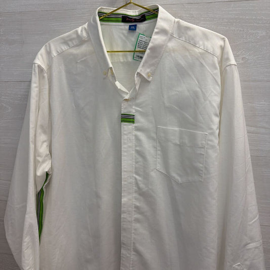 Pearly Vine White Button Down with Green Details 2XL