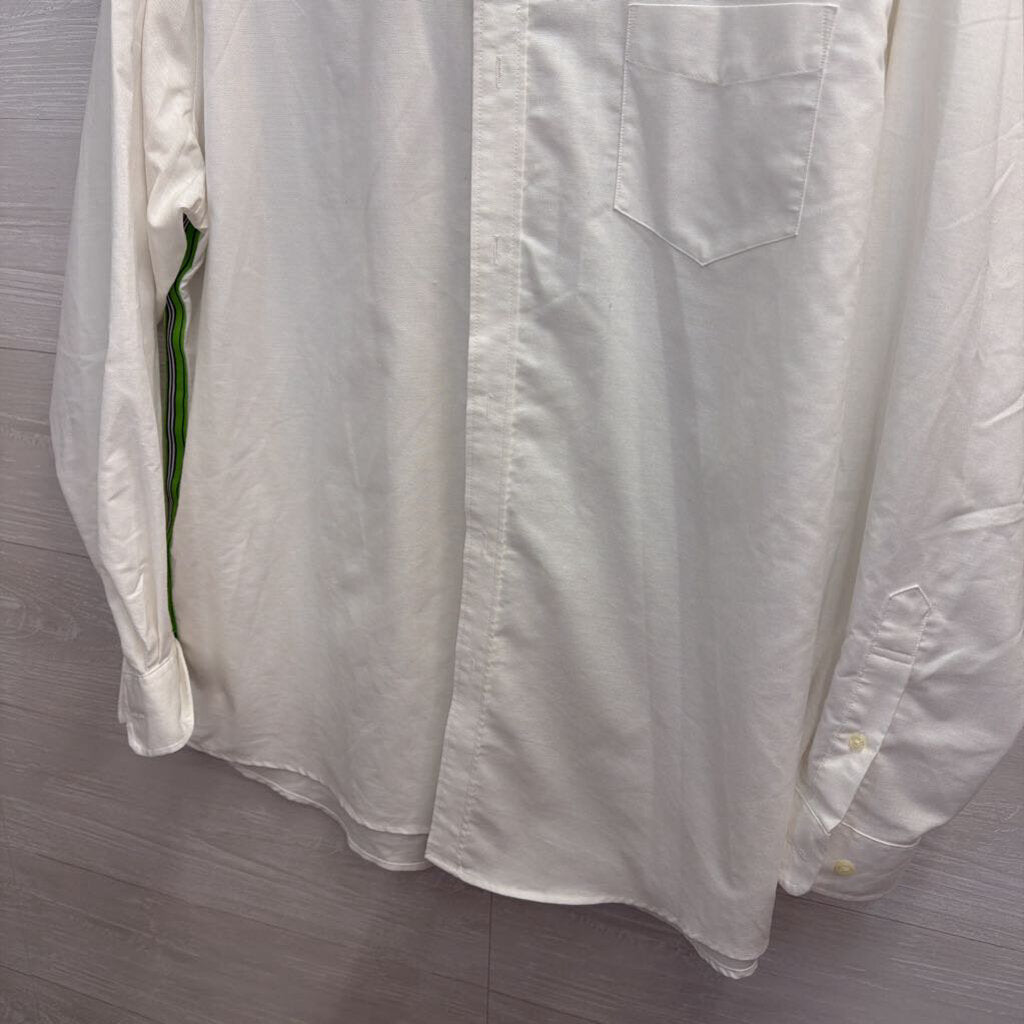 Pearly Vine White Button Down with Green Details 2XL