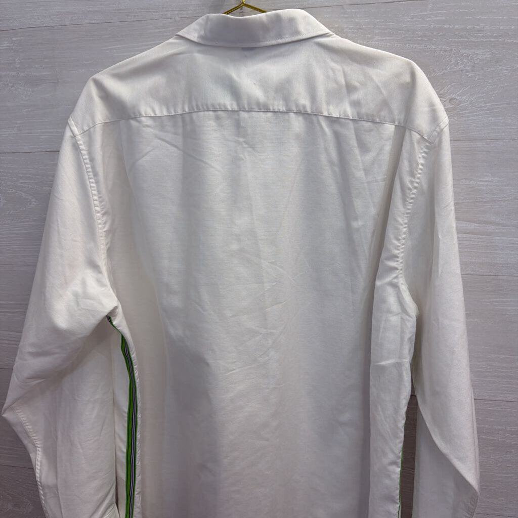 Pearly Vine White Button Down with Green Details 2XL