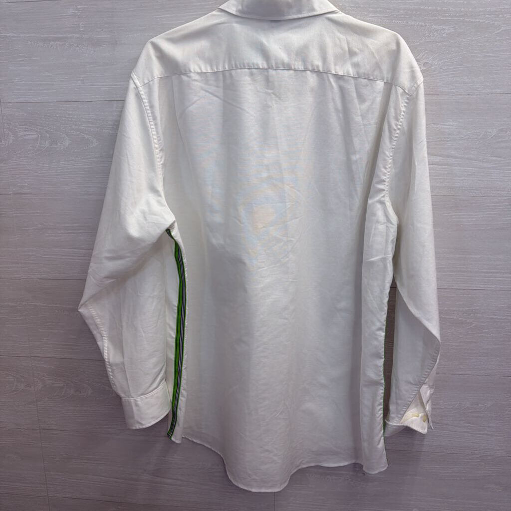 Pearly Vine White Button Down with Green Details 2XL