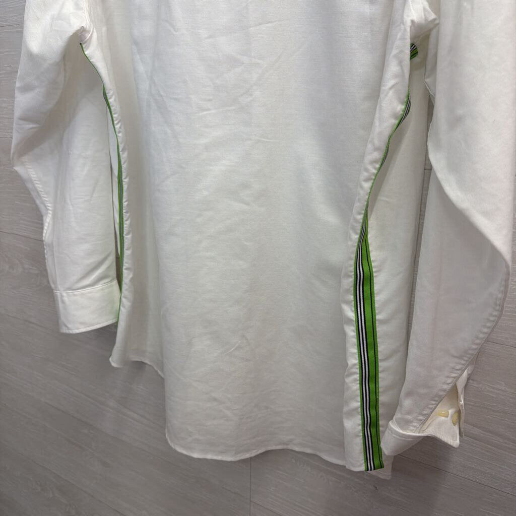 Pearly Vine White Button Down with Green Details 2XL