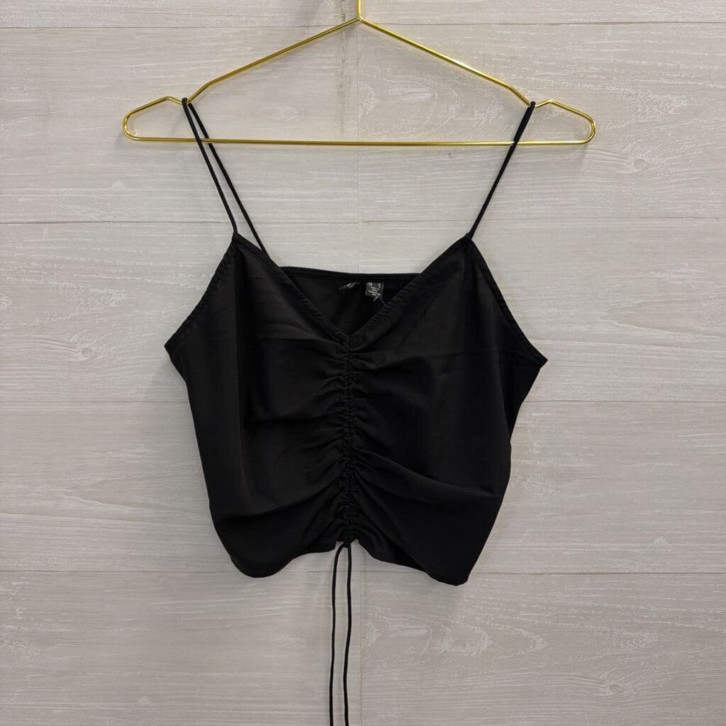Vero Moda Black Ruched Front Cropped Tank Top Small
