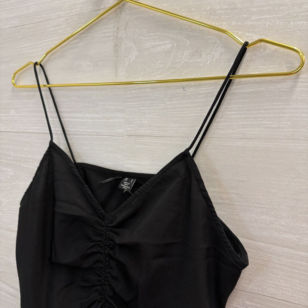 Vero Moda Black Ruched Front Cropped Tank Top Small