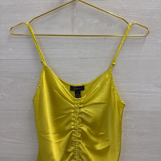 Japna Yellow Silky Ruched Front Tank Top Small