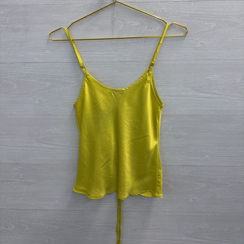 Japna Yellow Silky Ruched Front Tank Top Small