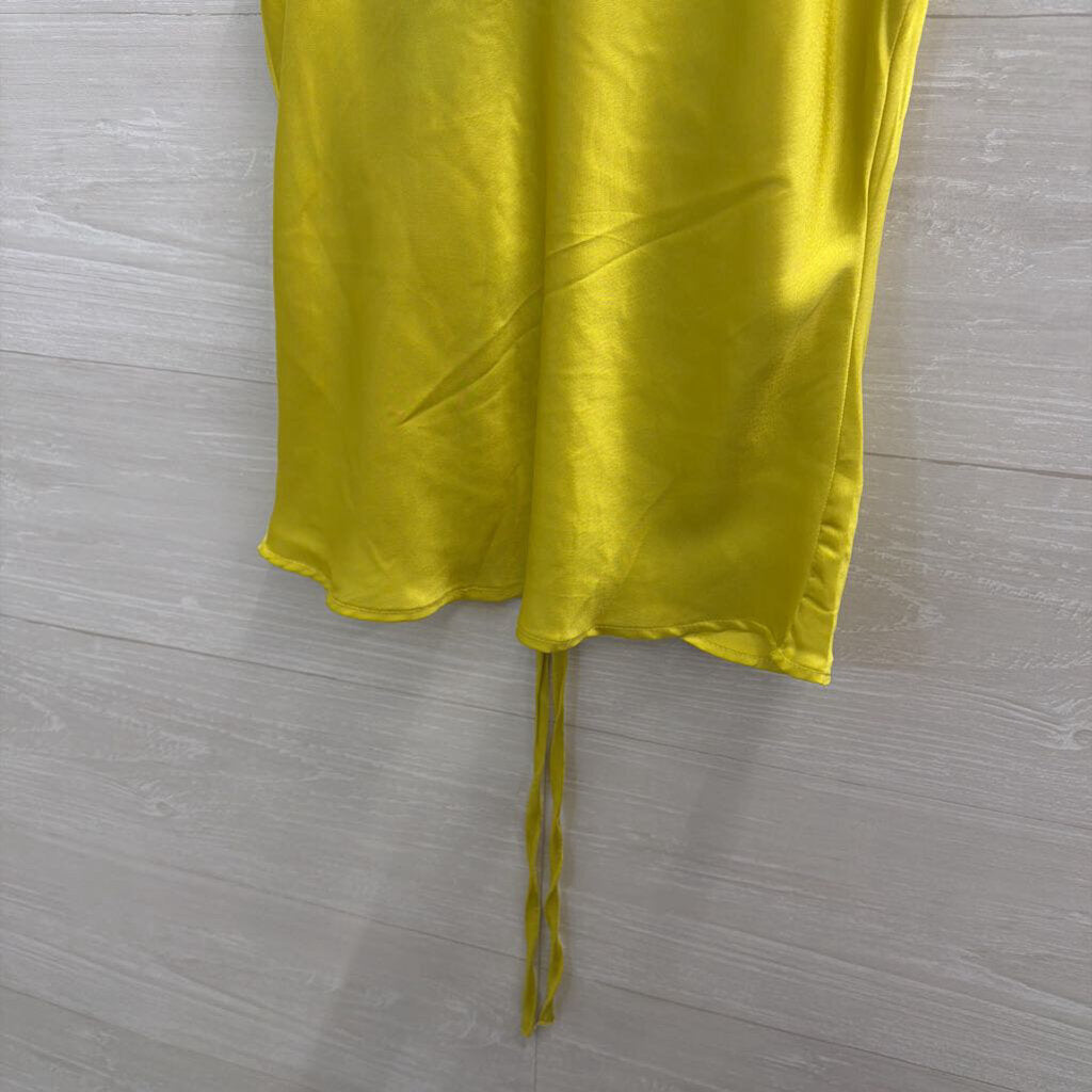 Japna Yellow Silky Ruched Front Tank Top Small