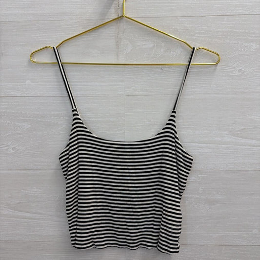 BP White/ Black Striped Cropped Tank Top Small