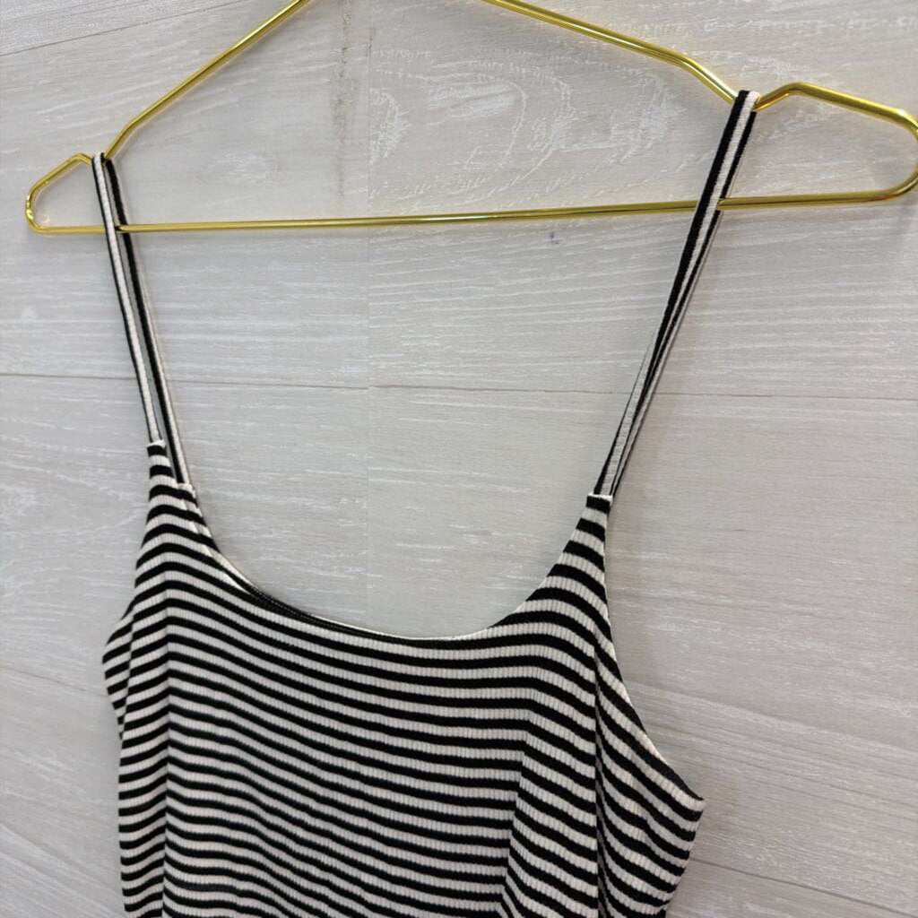 BP White/ Black Striped Cropped Tank Top Small