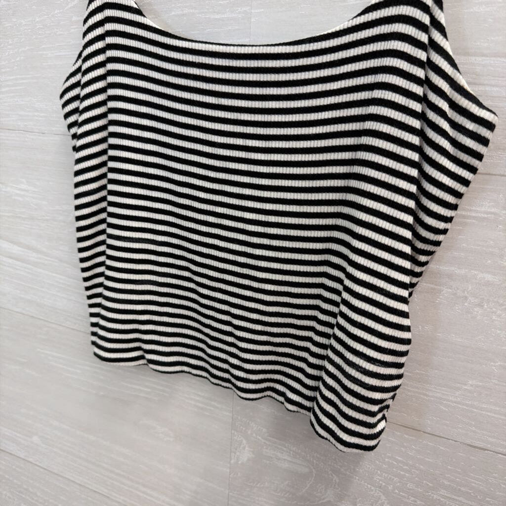 BP White/ Black Striped Cropped Tank Top Small