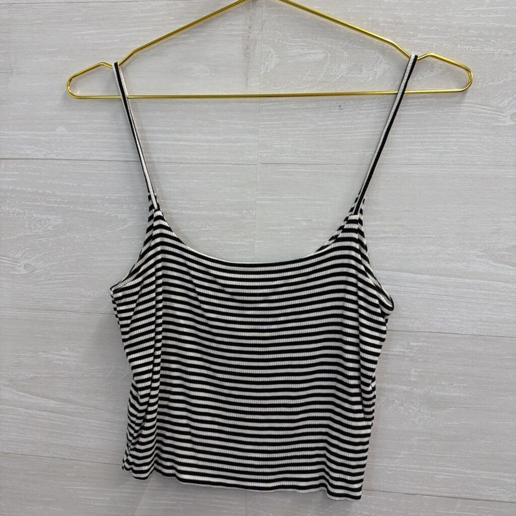 BP White/ Black Striped Cropped Tank Top Small