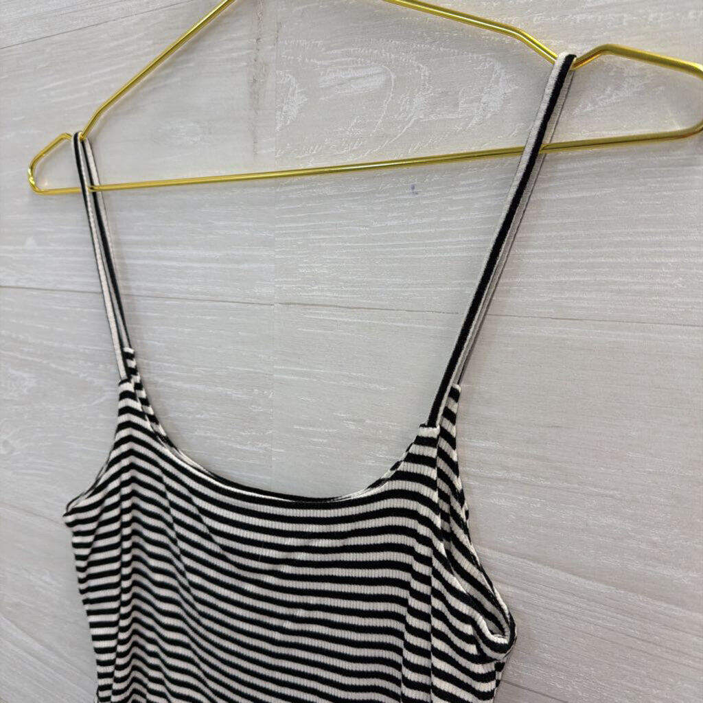 BP White/ Black Striped Cropped Tank Top Small