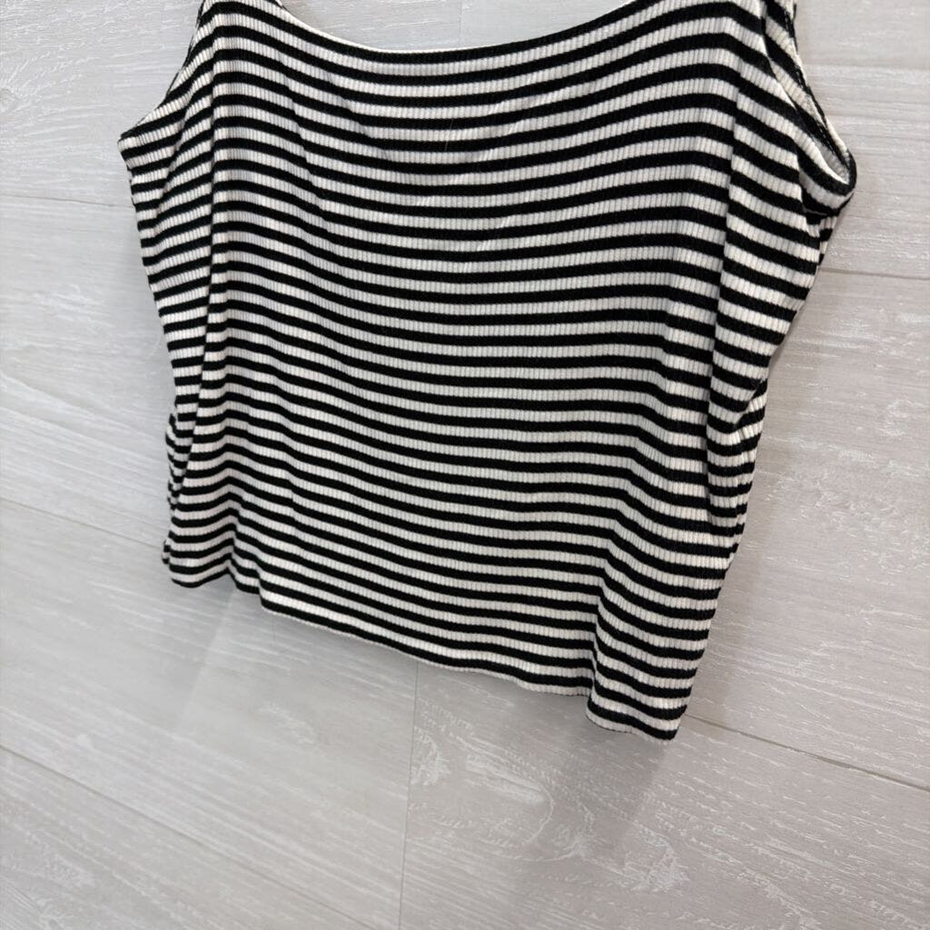 BP White/ Black Striped Cropped Tank Top Small